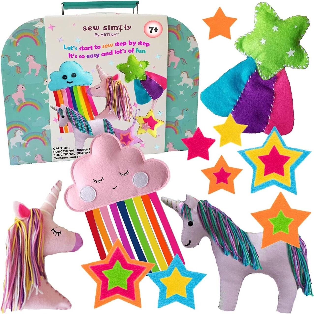 ARTIKA Sewing KIT for Kids, DIY Craft for Girls, the Most Wide-Ranging Kids  Sewing Kit Kids Sewing Supplies, Includes a Booklet of Cutting Stencil  Shapes for the First Step in Sewing. (Unicorn